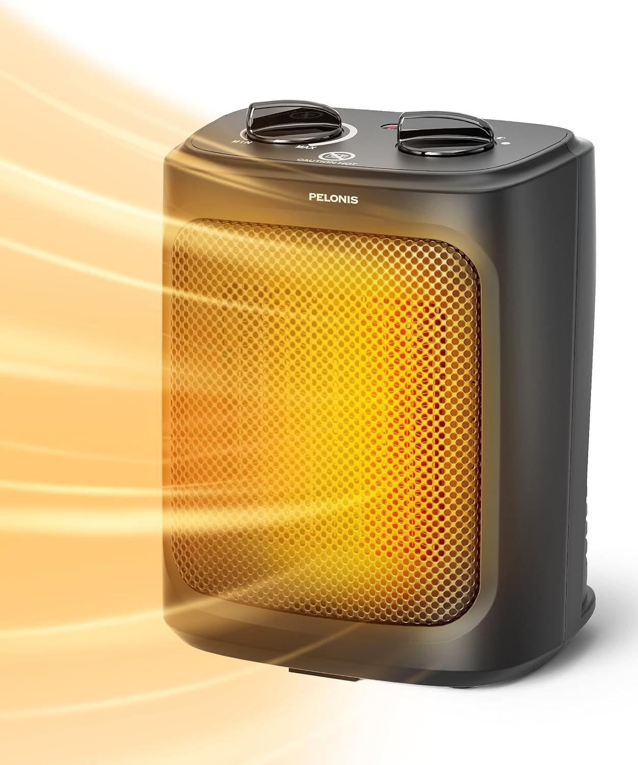 PELONIS Mini Calefactor Eléctrico 2000W con 2 Niveles de Calor y Ventilador, Calefactor de Mesa de Cerámica para Baño, Dormitorio, Control de Temperatura