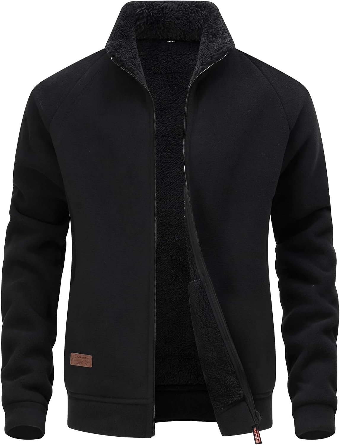 Chaqueta de Forro Polar para Hombre con Cremallera Completa Invierno Cuello Alto Caliente Deportes Chaqueta Ligero Manga Larga para Senderismo Trekking