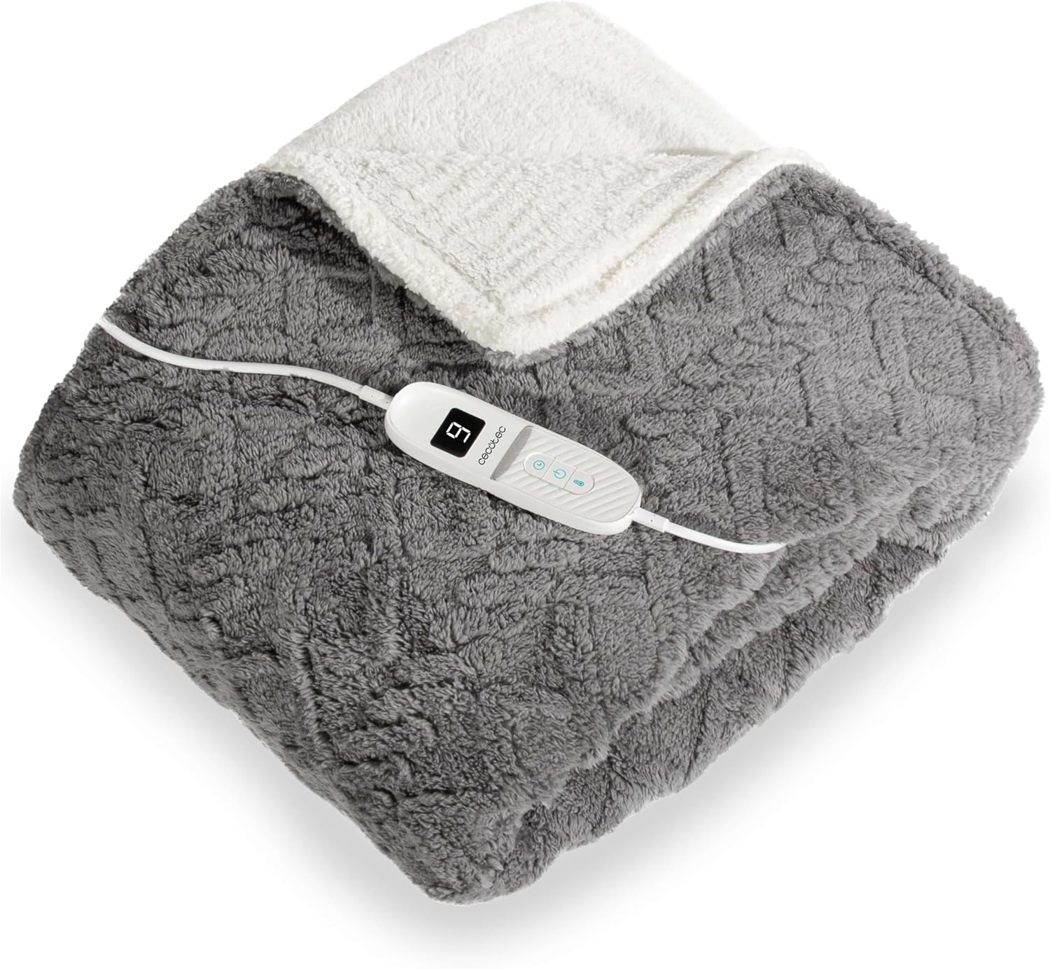 Cecotec Manta eléctrica HeatConfort ThermalBlanket Sherpa (160 x 130). Manta Térmica con Apagado Automático, 9 Niveles de Temperatura Ajustables y franela suave. Ideal para un calor cómodo.