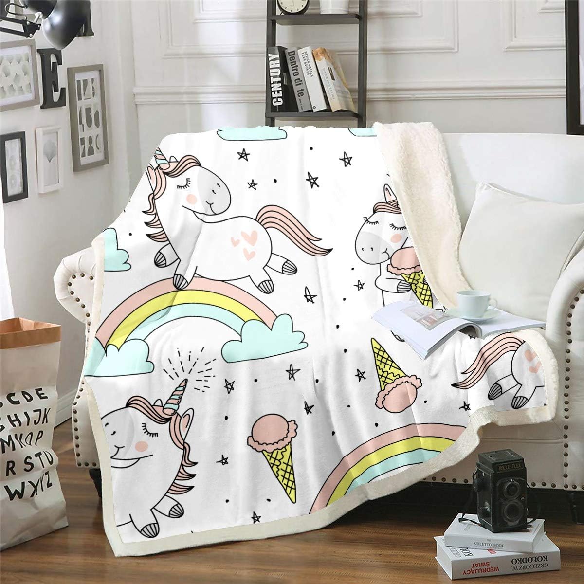 Loussiesd - Manta de sherpa de pingüinos, linda manta de animales polares, manta de forro polar de familia de pingüinos para sofá, viaje, decoración del dormitorio, escena de atardecer marino