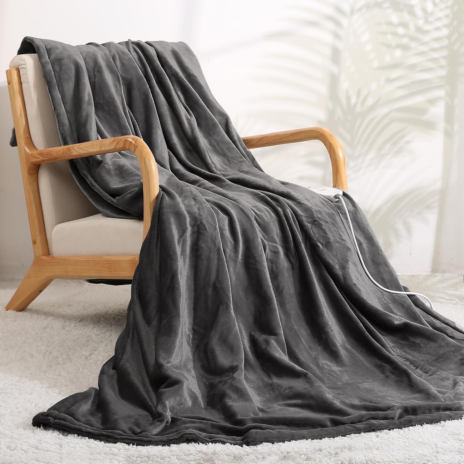 Manta Eléctrica Grande 150x200cm de Franela por Ambos Lados - 4 Niveles de Calor, Apagado Automático 10h, Calentamiento Rápido y Uniforme, Control Remoto con Ajuste Inteligente, Lavable a Máquina