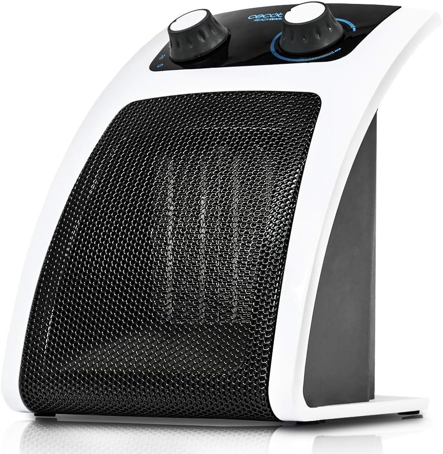 Cecotec Calefactor Cerámico de Sobremesa ReadyWarm 1500 Max Ceramic Design White, 1500 W, Termostato Regulable y 3 Modos de Funcionamiento, Área de Cobertura de 15m2