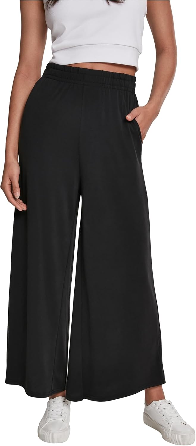 Urban Classics Ladies Modal Culotte Mujer Pantalones de Tela Negro Ancho