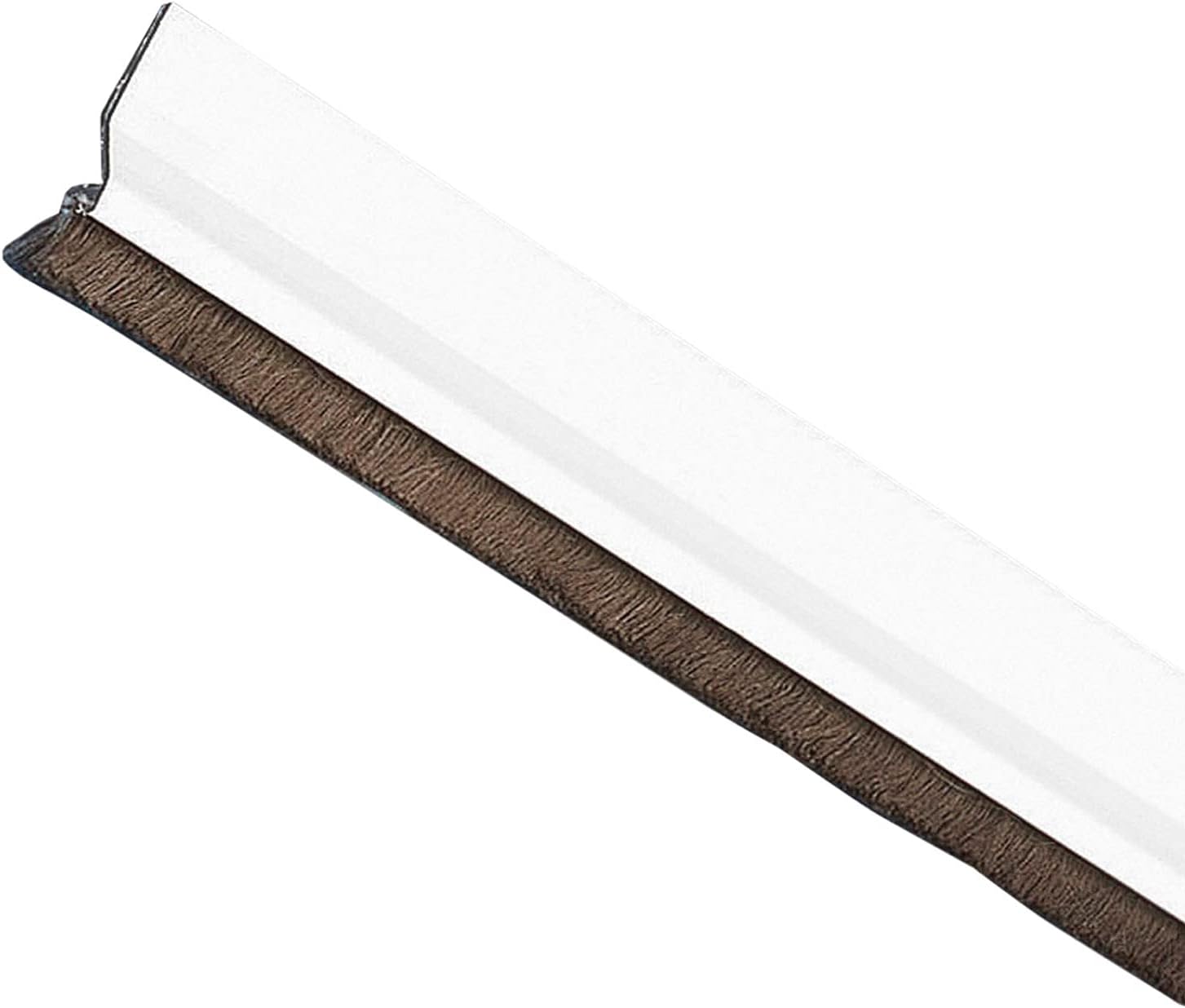 Amig - Burlete Adhesivo para Puertas de Entrada o Paso - 1 m - Aluminio y Plástico - Blanco - Cepillo de Pelo con Lámina Intermedia - Aislante de Frío y Polvo - Fácil Montaje