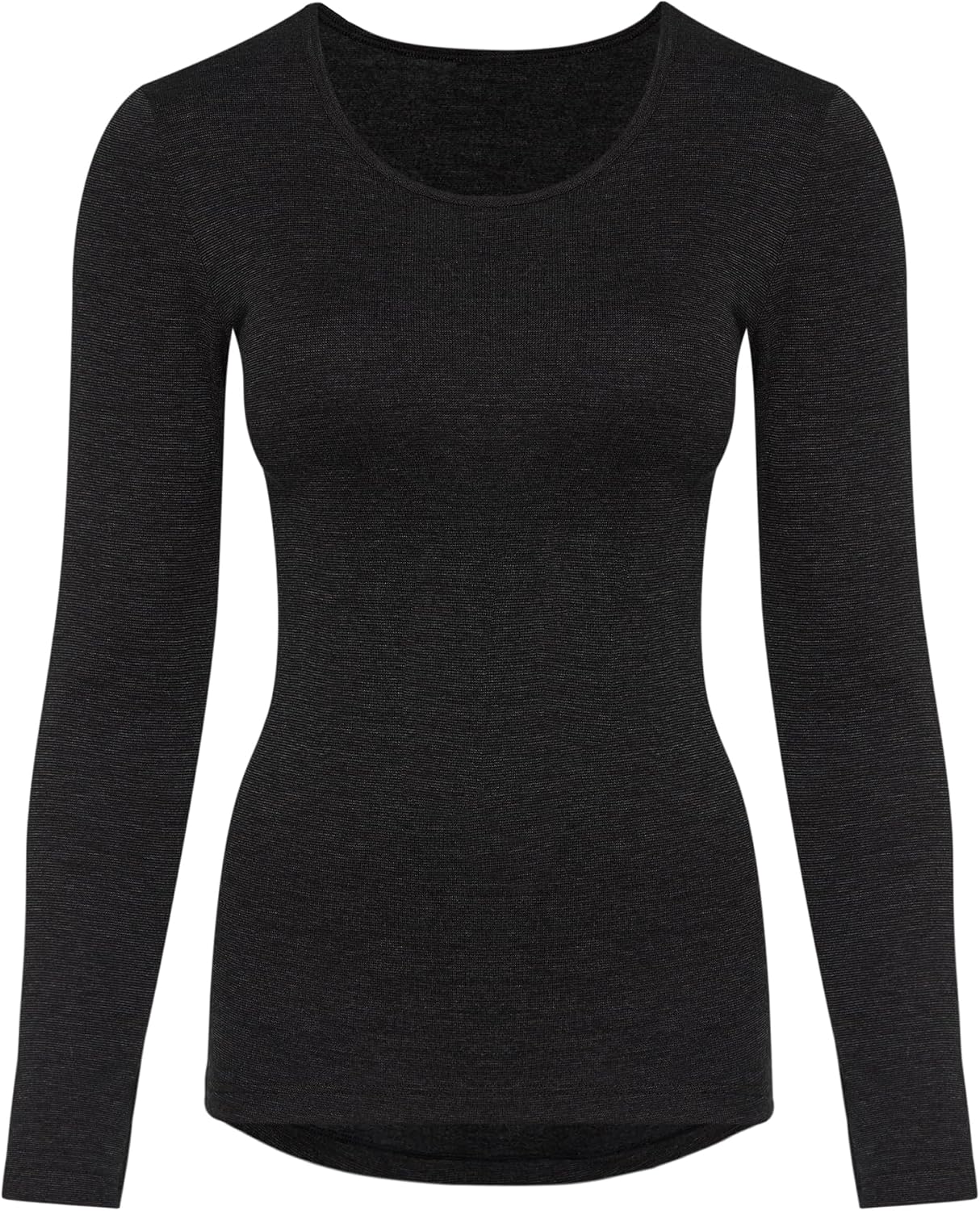 con-ta Camiseta térmica de manga larga con algodón natural, ropa interior cálida para mujer, cuello redondo, ropa interior para mujer, varios colores, tallas 36/XS - 50/4XL, Negro Mezcla, 40