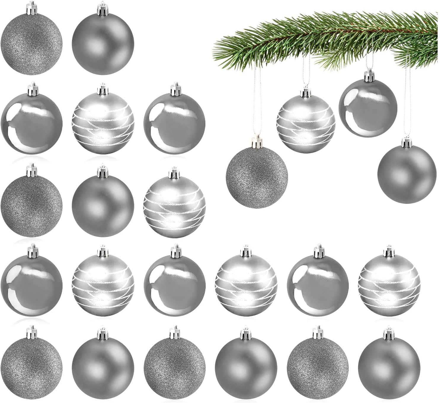 com-four® 20x Bolas de Navidad, adornos de plástico para Navidad