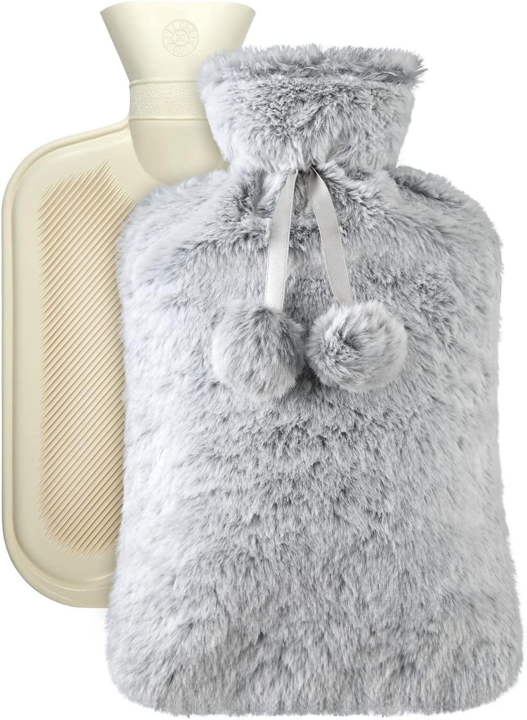Vicloon Botella de Agua Caliente,Botella de Agua Caliente de Goma,Bolsa de Agua Caliente con Funda de Felpa,Patrón de Pentagrama,Bolsa de Agua Caliente para Adultos y Niños