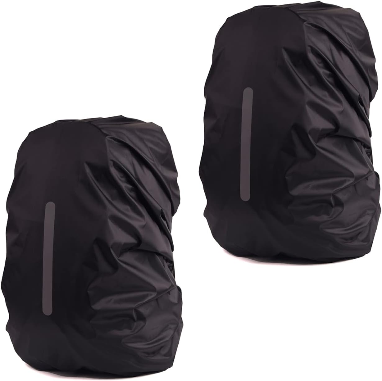 Paquete de 2 fundas impermeables para la lluvia para mochila, mochila con tira reflectante, funda de lluvia para bicicleta y senderismo (negro + negro, S (para mochila de 15 a 25 l))