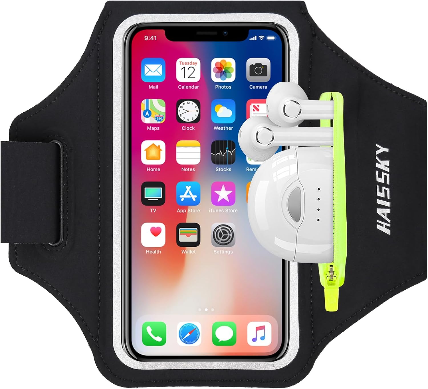 HAISSKY Brazalete Movil Running con Bolsa de Auriculares, hasta 6,9"