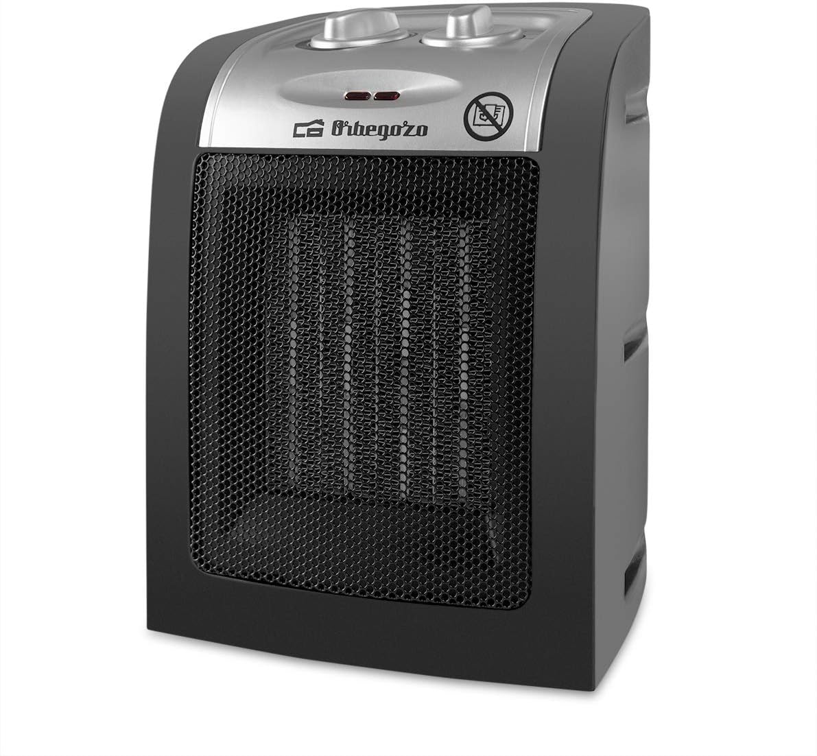 Orbegozo CR 5017, Calefactor, cerámico, 1500 W,2 niveles de potencia, termostato regulable, sistema de protección contra sobrecalentamiento, luz de encendido, posición ventilador, color negro