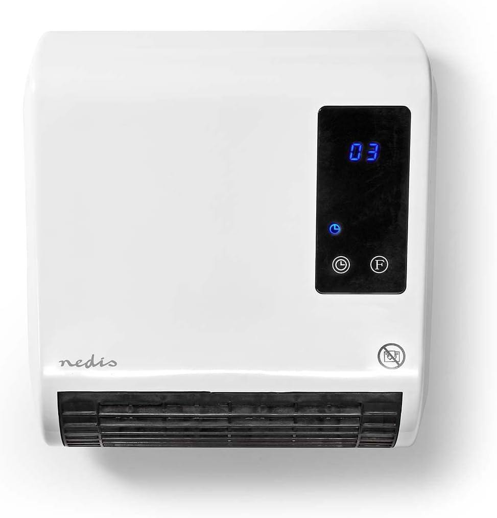 Nedis HTBA20WT | Calefactor de baño | 2000 W | Termostato regulable | 2 niveles de calor | Protección contra salpicaduras IP22 | Con mando a distancia | Blanco