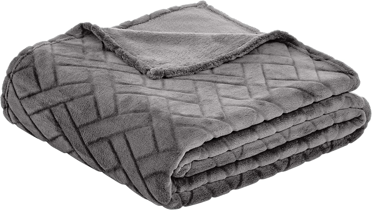Amazon Basics Manta arrullo de forro polar con relieve, color gris, 150 x 200 cm