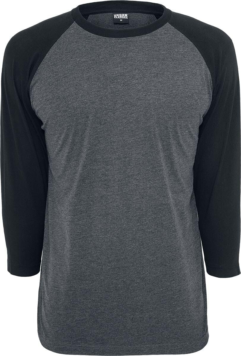Urban Classics Camiseta Raglan Mangas 3/4 Hombre Camiseta Manga Larga Gris Marengo/Negro Regular