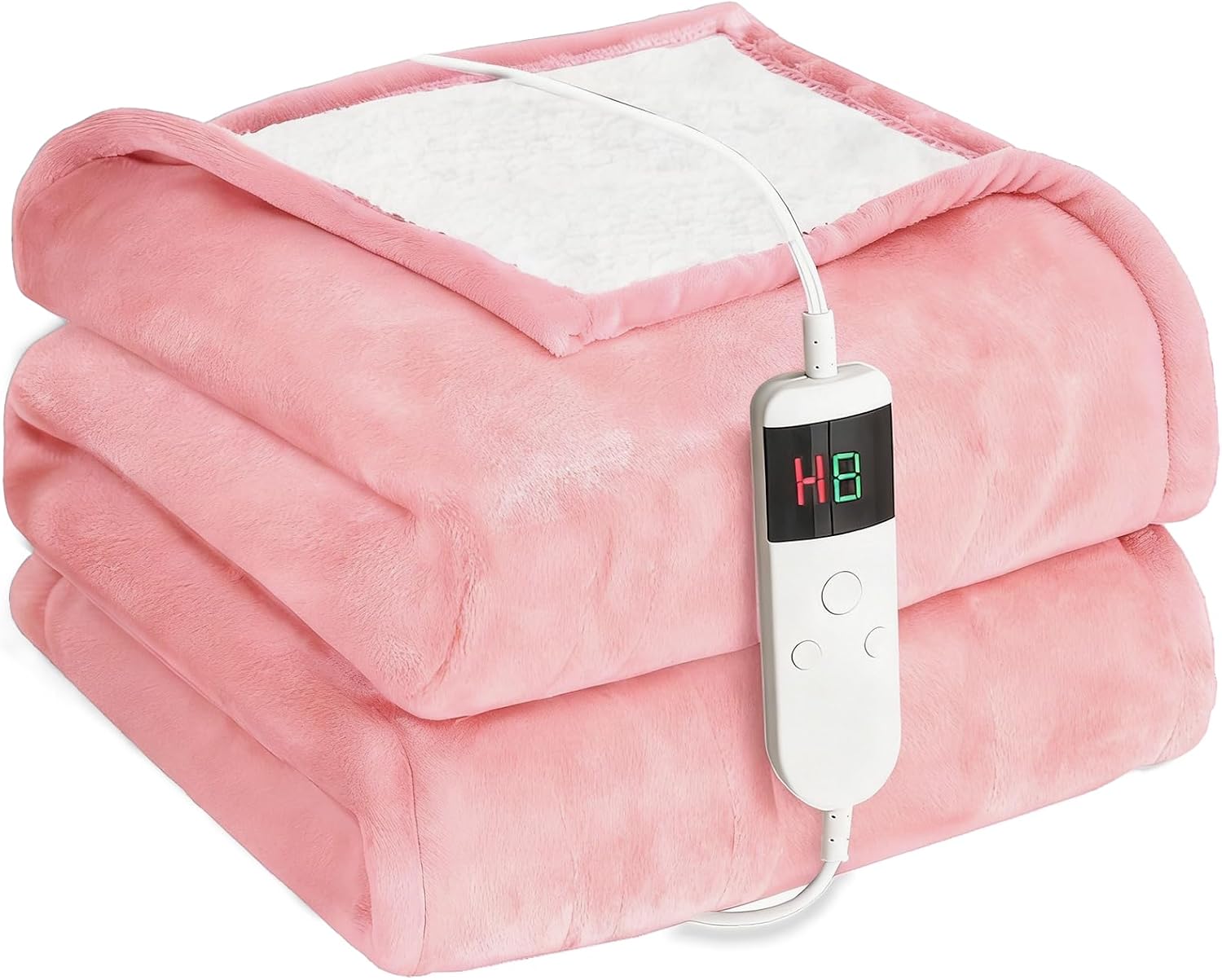 Manta eléctrica con apagado automático, 130 x 180 cm, 10 niveles de calefacción y temporizador de 8 horas, protección contra sobrecalentamiento, manta eléctrica lavable a máquina para el