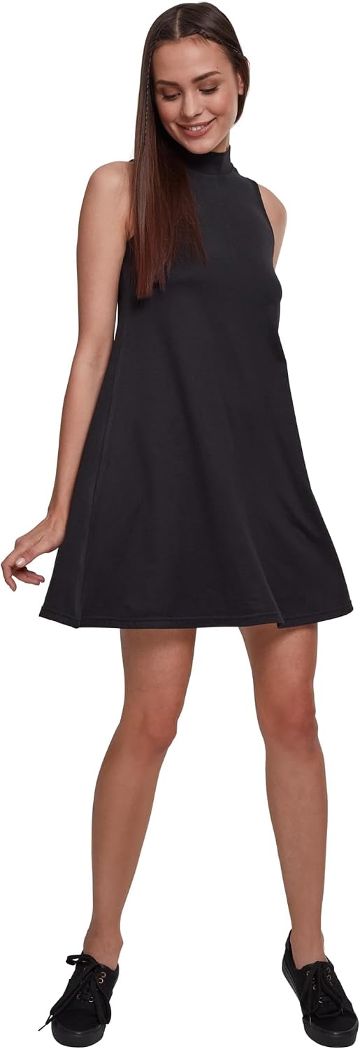 Urban Classics Vestido Ladies A-Line Turtleneck Mujer Vestido Corto Negro